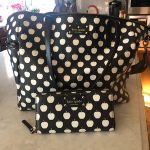 Kate Spade Apples Diaper Bag and Wallet